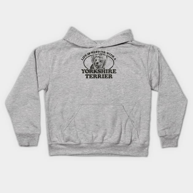 Life is Merrier With a Yorkshire Terrier 1982 Kids Hoodie by JCD666